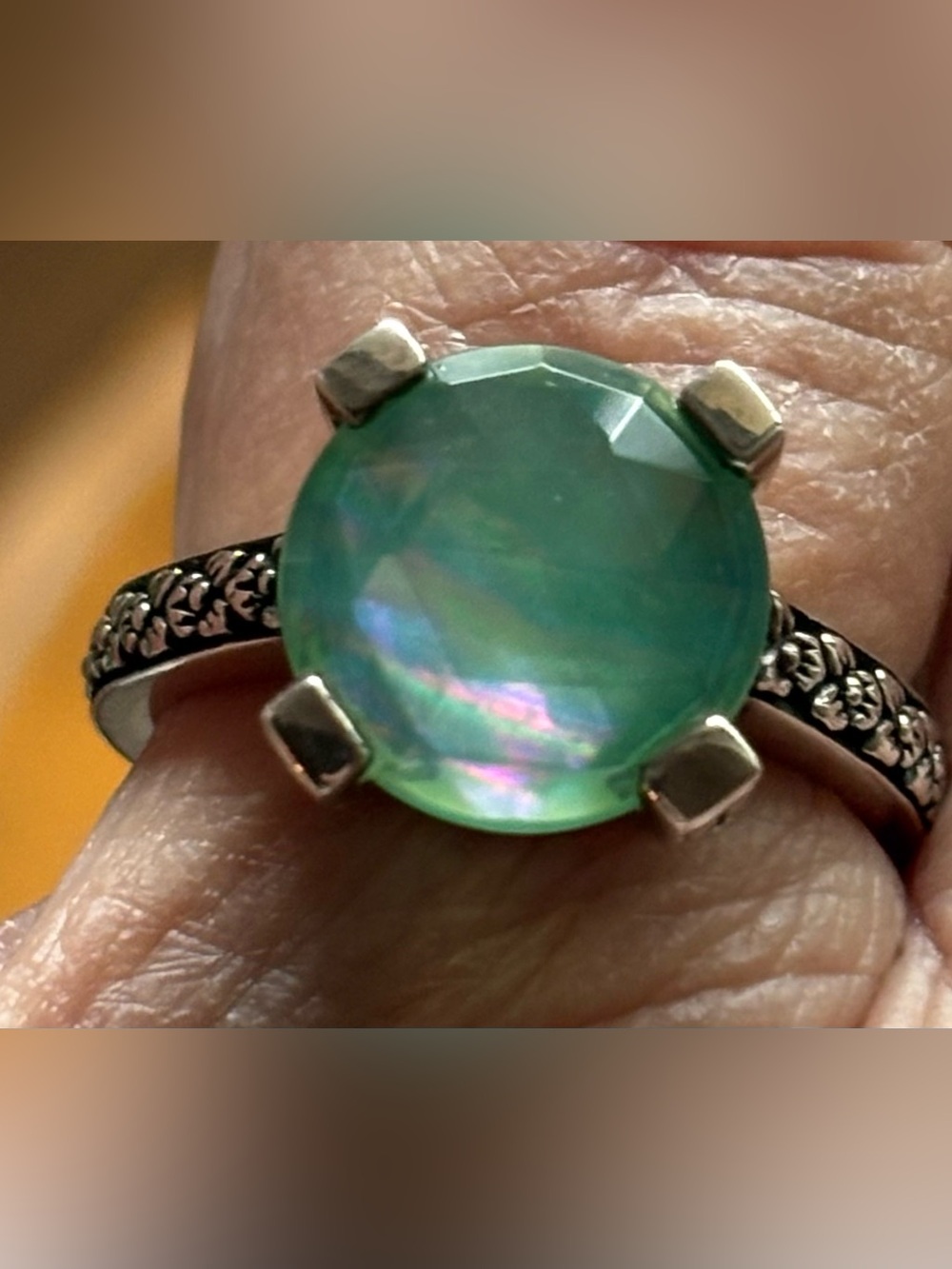 Stephen Dweck Chyroprase Gemstone Sterling Silver Ring 8